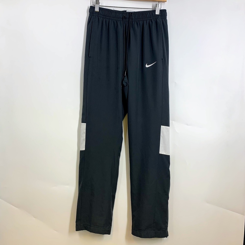 Nike Men's Black Athletic Track Pants Accents Panel Drawstring Waist Size M